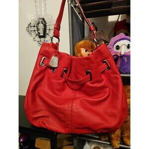 COLE HAAN Pink Leather Shoulder Bag Hobo Bag Purse Handbag w/Charm